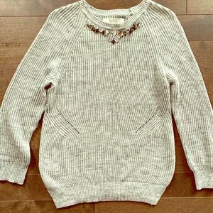 LOFT Jeweled neckline sweater